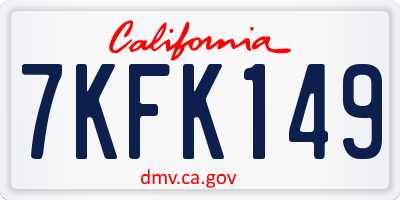 CA license plate 7KFK149