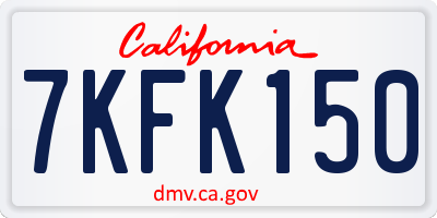 CA license plate 7KFK150