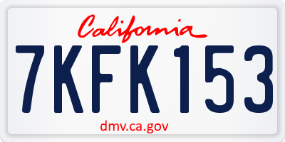 CA license plate 7KFK153