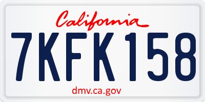 CA license plate 7KFK158