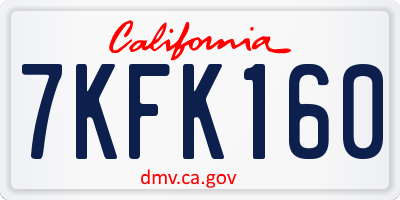CA license plate 7KFK160