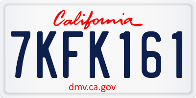 CA license plate 7KFK161