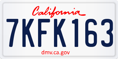 CA license plate 7KFK163