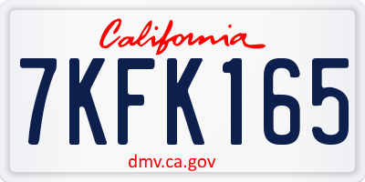 CA license plate 7KFK165