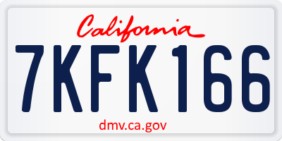 CA license plate 7KFK166
