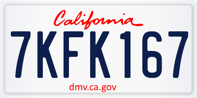 CA license plate 7KFK167