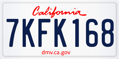 CA license plate 7KFK168