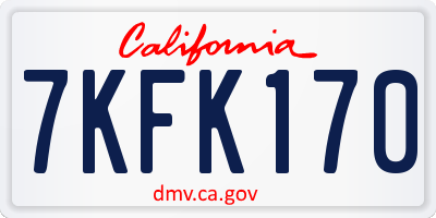 CA license plate 7KFK170