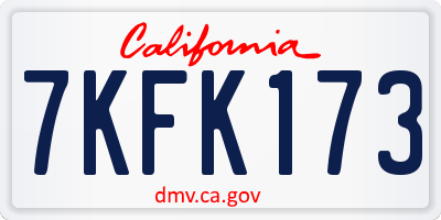 CA license plate 7KFK173