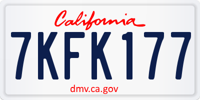 CA license plate 7KFK177
