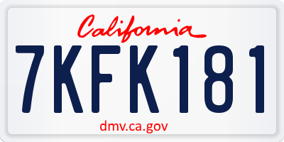 CA license plate 7KFK181