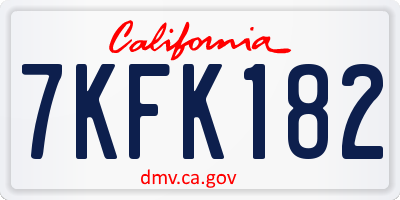 CA license plate 7KFK182
