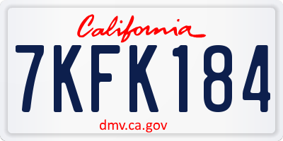 CA license plate 7KFK184
