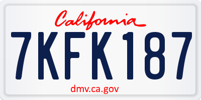 CA license plate 7KFK187