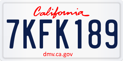 CA license plate 7KFK189