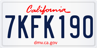 CA license plate 7KFK190