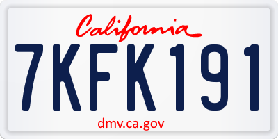 CA license plate 7KFK191