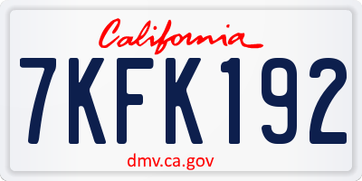 CA license plate 7KFK192