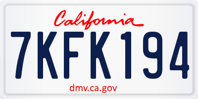 CA license plate 7KFK194
