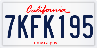 CA license plate 7KFK195