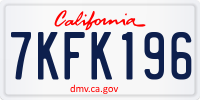 CA license plate 7KFK196