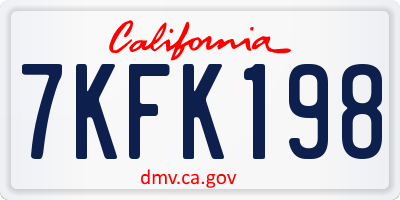 CA license plate 7KFK198