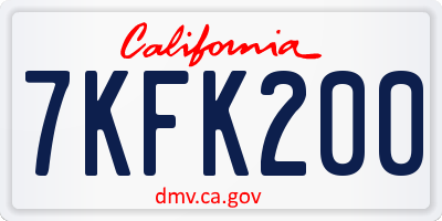 CA license plate 7KFK200