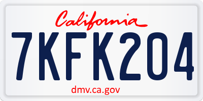 CA license plate 7KFK204