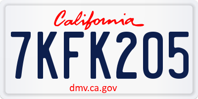 CA license plate 7KFK205