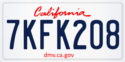 CA license plate 7KFK208