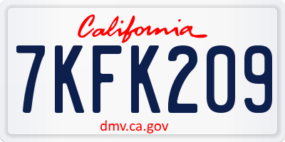 CA license plate 7KFK209
