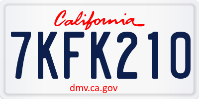 CA license plate 7KFK210