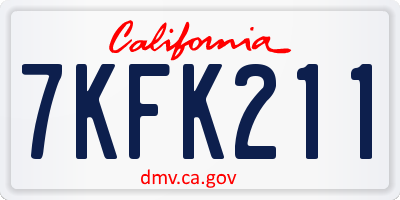CA license plate 7KFK211