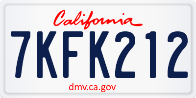 CA license plate 7KFK212