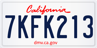 CA license plate 7KFK213