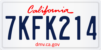 CA license plate 7KFK214