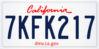 CA license plate 7KFK217