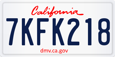 CA license plate 7KFK218