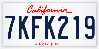 CA license plate 7KFK219