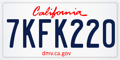 CA license plate 7KFK220