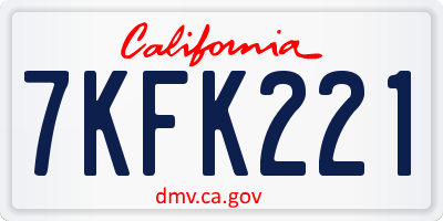 CA license plate 7KFK221