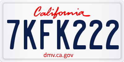 CA license plate 7KFK222