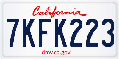 CA license plate 7KFK223