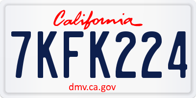 CA license plate 7KFK224