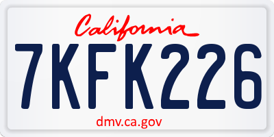 CA license plate 7KFK226