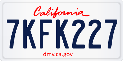 CA license plate 7KFK227