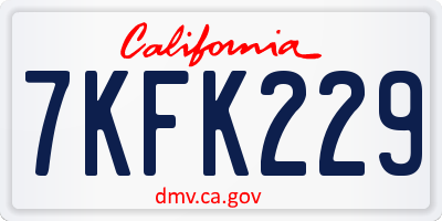 CA license plate 7KFK229