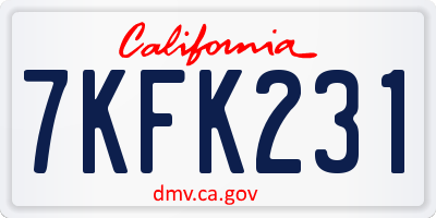 CA license plate 7KFK231