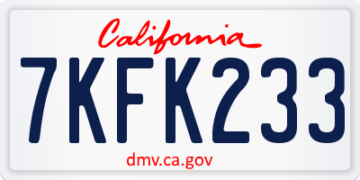 CA license plate 7KFK233