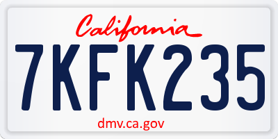 CA license plate 7KFK235